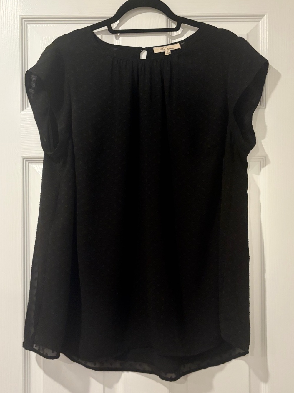 Black Swiss Dot Short Sleeve Blouse by Les Serein